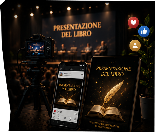 promozione social per eventi letterari con video teaser, reel e contenuti digitali Cinelibro